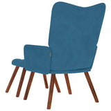 Chaise de relaxation avec tabouret Bleu Velours