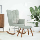 Chaise à bascule avec tabouret en velours gris clair