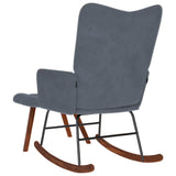 Chaise à bascule avec tabouret en velours gris foncé