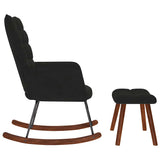 Chaise à bascule avec tabouret en velours noir
