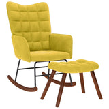 Chaise à bascule avec tabouret en velours jaune