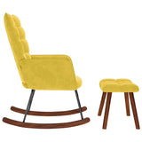 Chaise à bascule avec tabouret en velours jaune