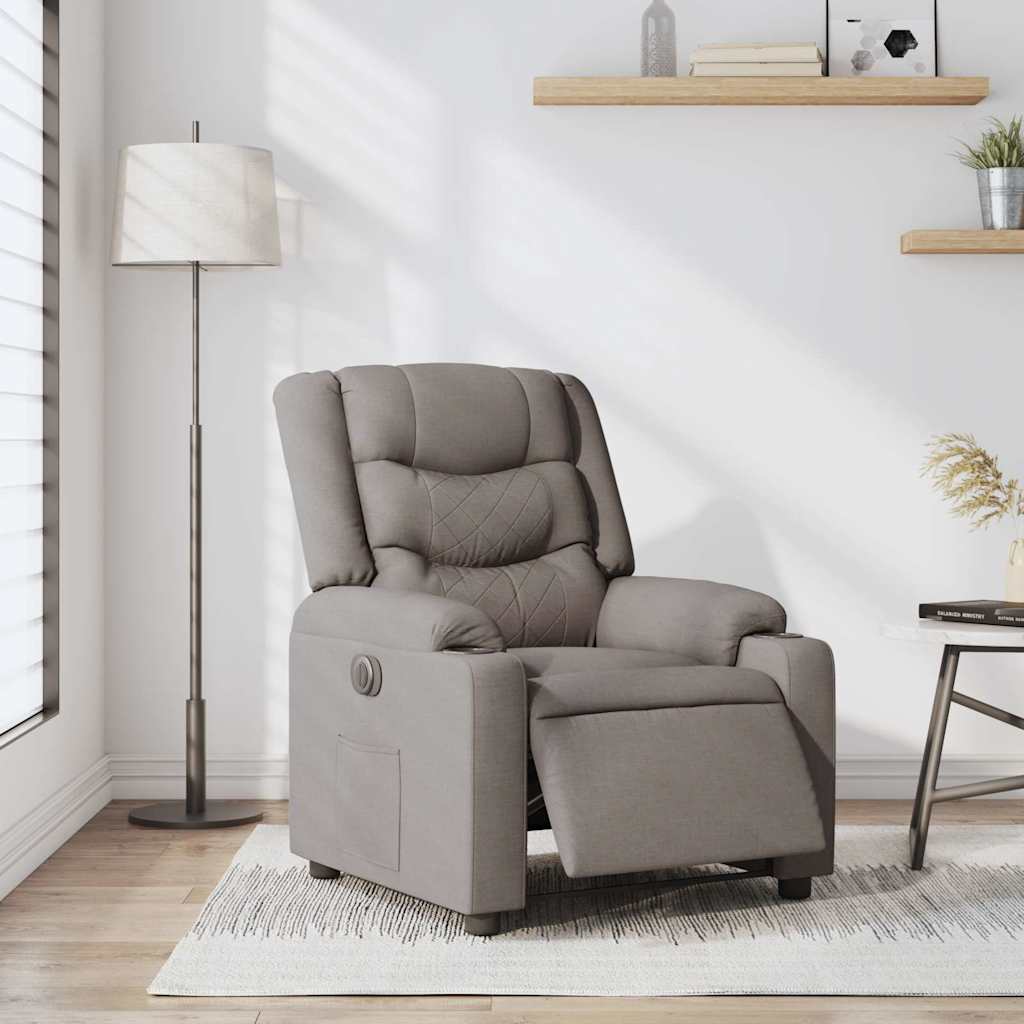 Fauteuil inclinable électrique Taupe Tissu