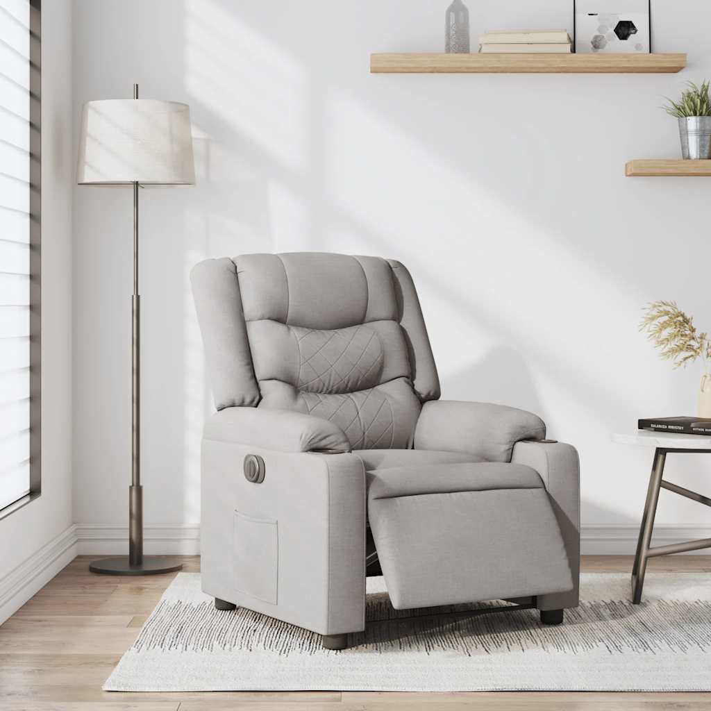 Fauteuil inclinable électrique gris nuage tissu