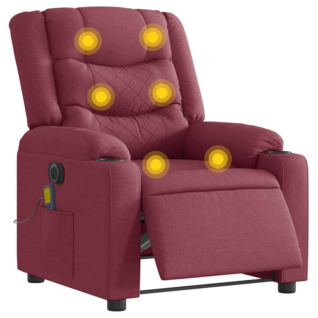Fauteuil de massage inclinable électrique Rouge bordeaux Tissu