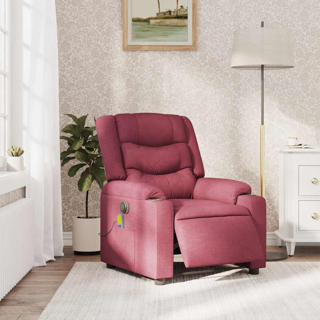 Fauteuil de massage inclinable électrique Rouge bordeaux Tissu