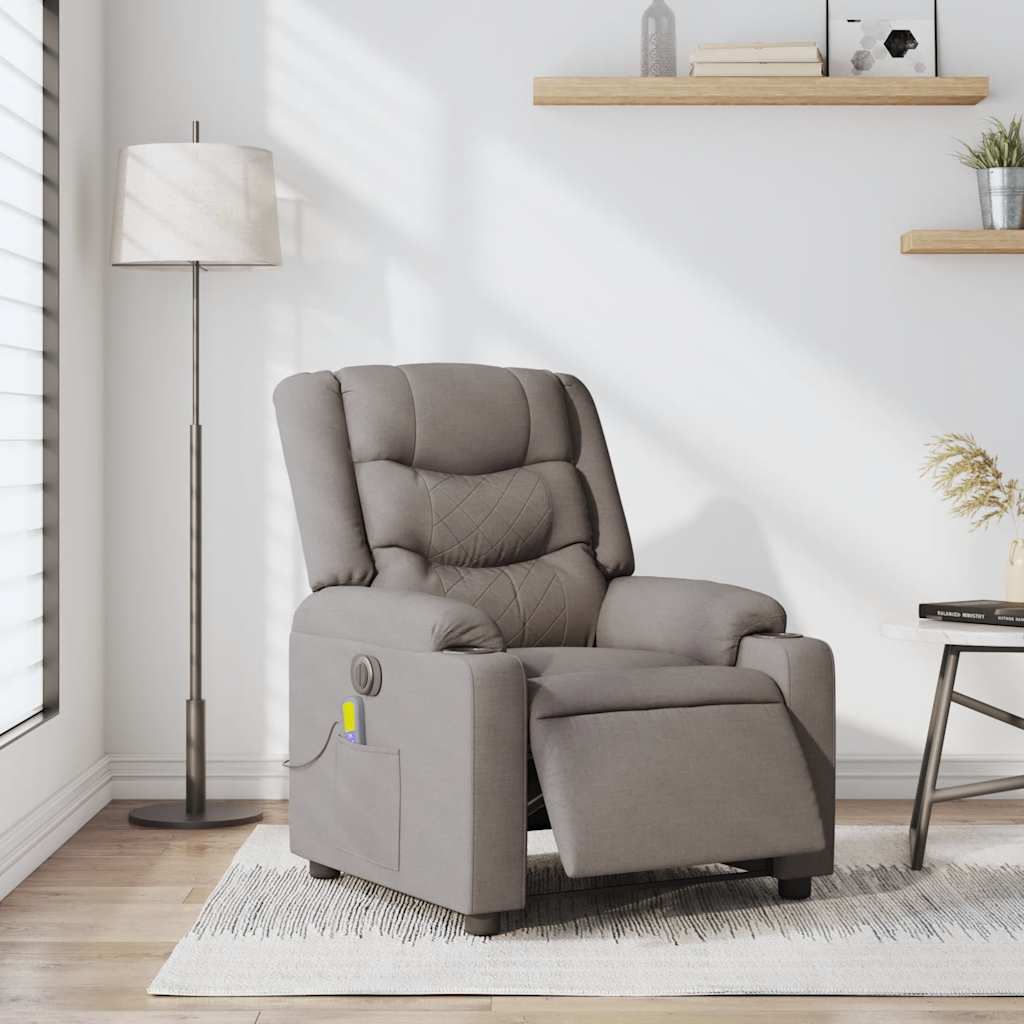 Fauteuil de massage inclinable électrique Taupe Tissu