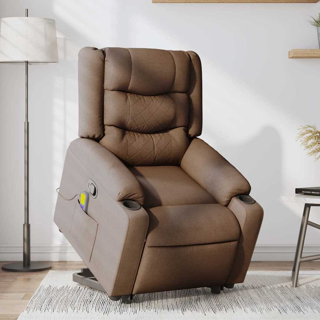 Fauteuil de massage inclinable Marron Tissu