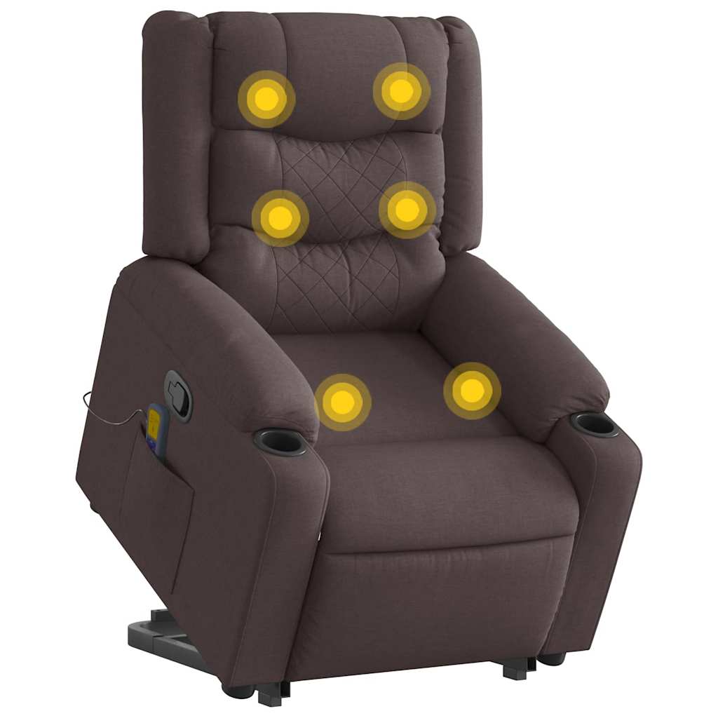 Fauteuil inclinable de massage Marron foncé Tissu
