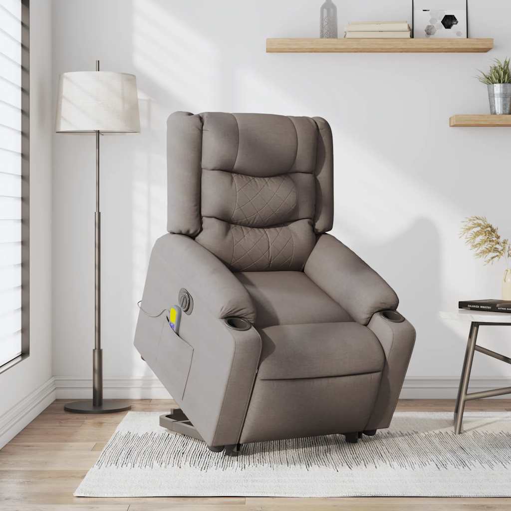 Fauteuil inclinable de massage électrique Taupe Tissu