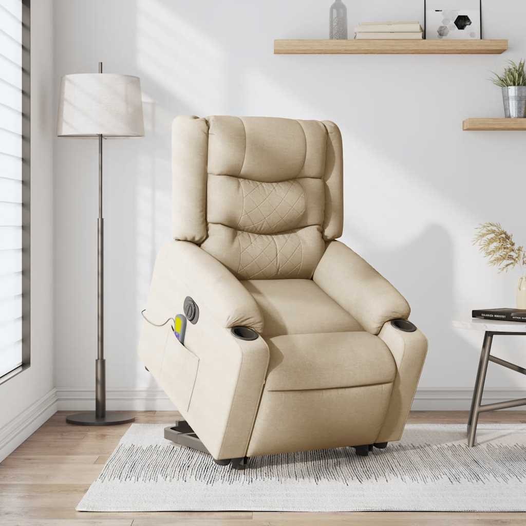 Fauteuil inclinable de massage électrique Crème Tissu