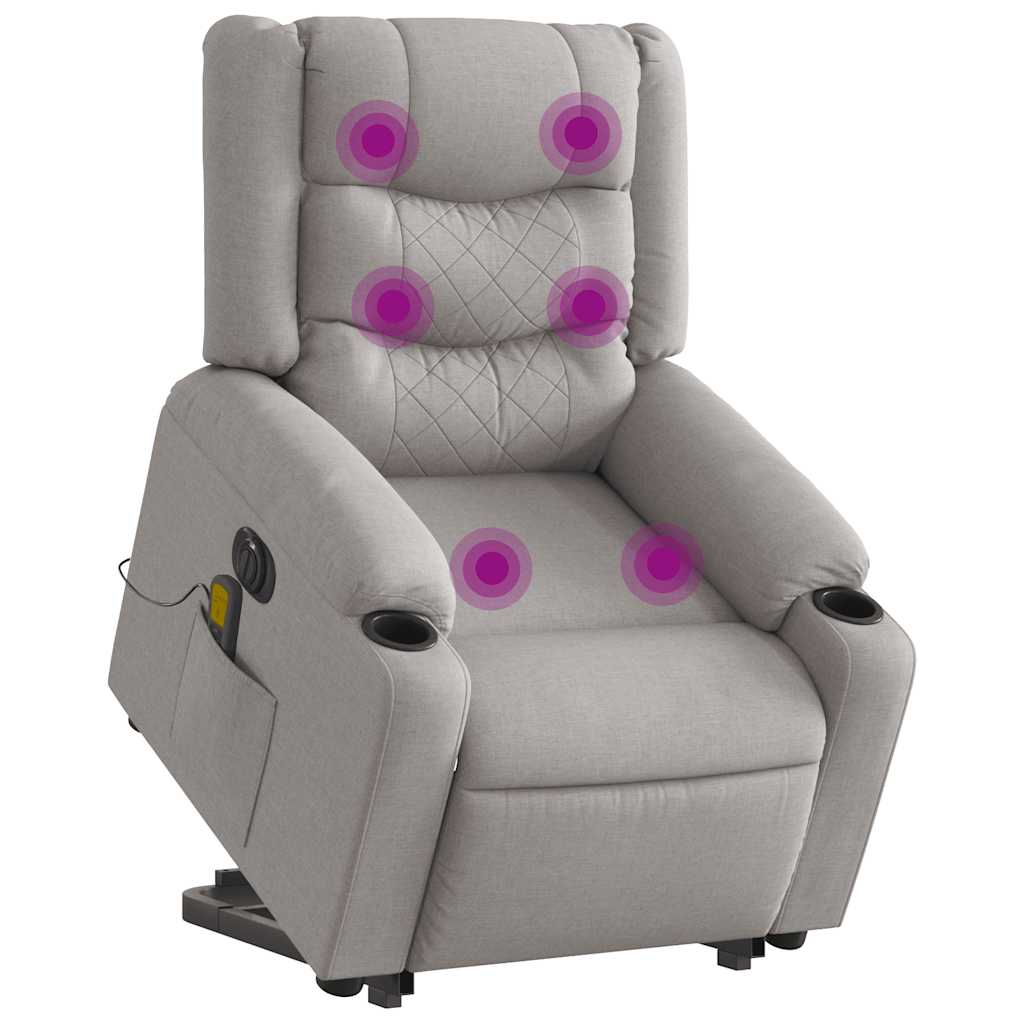 Fauteuil inclinable de massage électrique gris nuage tissu