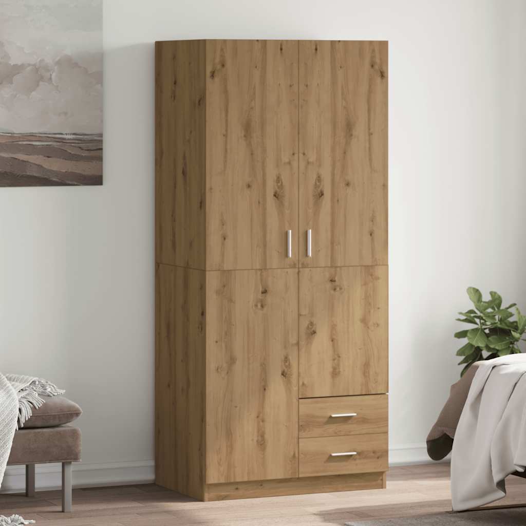 Garde-robe chêne artisanal 80x52x180 cm bois d'ingénierie