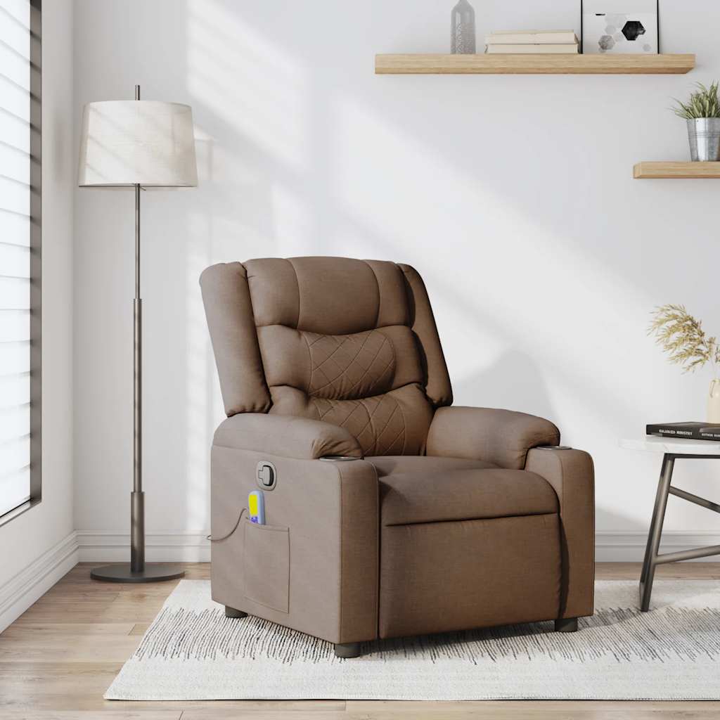 Fauteuil de massage inclinable Marron Tissu
