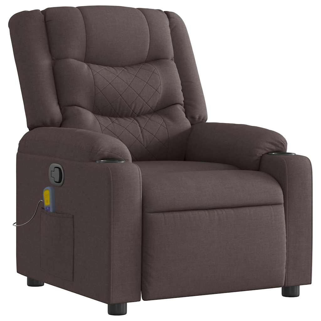 Fauteuil de massage inclinable Marron foncé Tissu