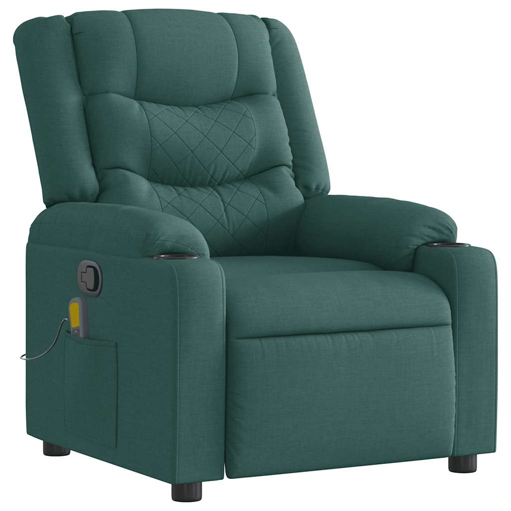 Fauteuil de massage inclinable Vert foncé Tissu