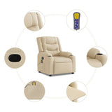 Fauteuil de massage inclinable Crème Tissu