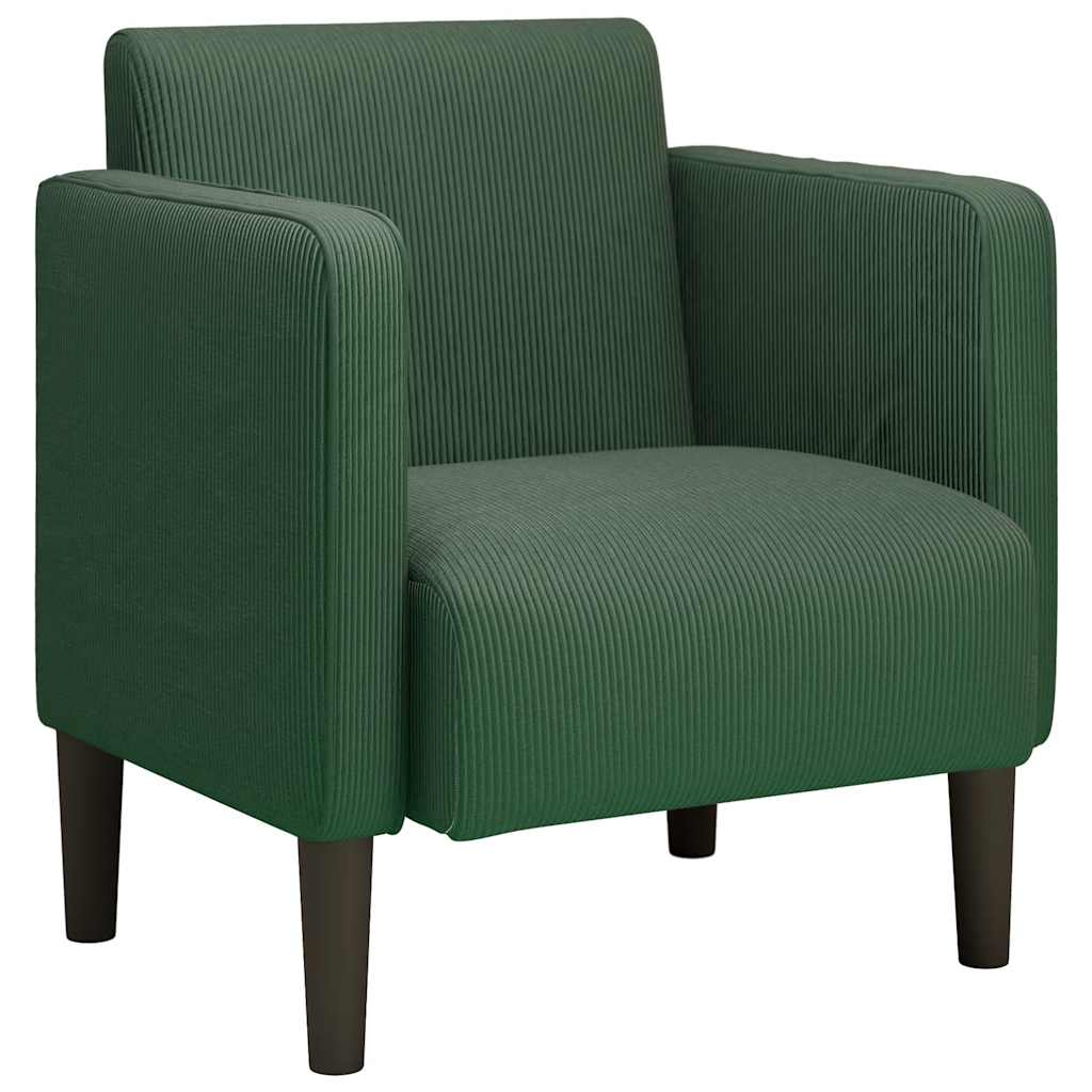 Canapé-chaise accoudoirs vert foncé 54 cm tissu velours côtelé
