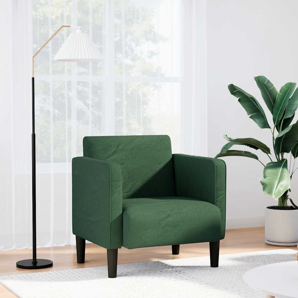 Canapé-chaise accoudoirs vert foncé 54 cm tissu velours côtelé