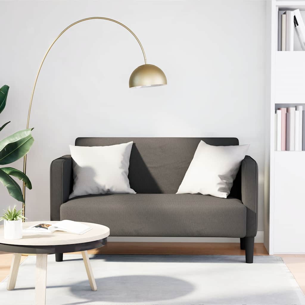 Canapé causeuse gris clair 109 cm tissu velours côtelé