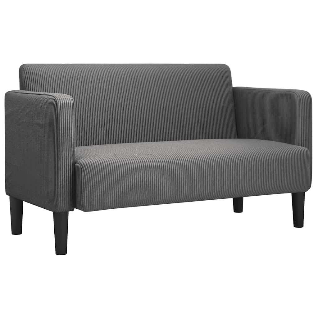 Canapé causeuse gris foncé 109 cm tissu velours côtelé