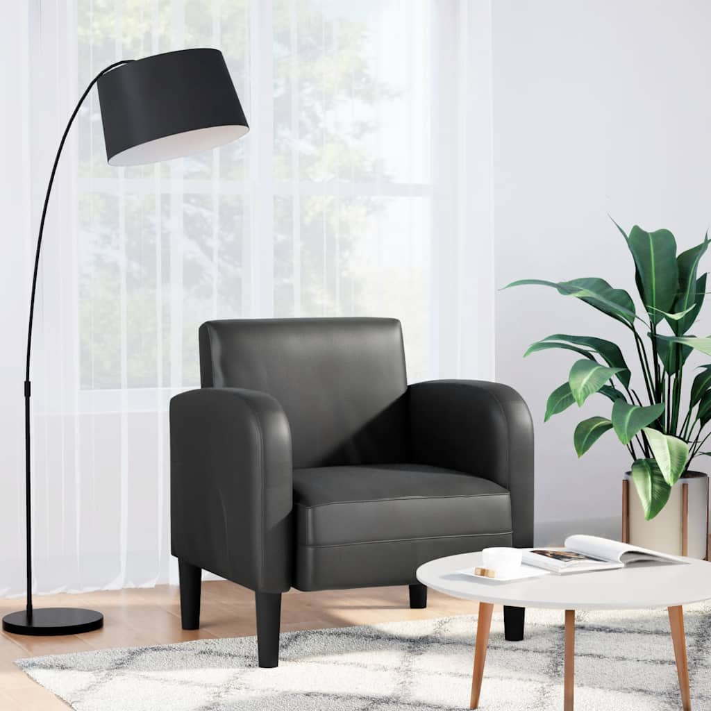 Chaise de canapé avec accoudoirs noir 54 cm similicuir