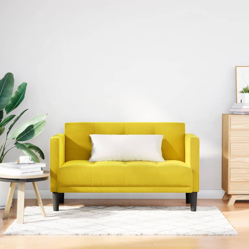Canapé deux places Jaune 111 cm Velours