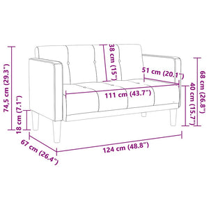 Canapé deux places Crème 111 cm Velours