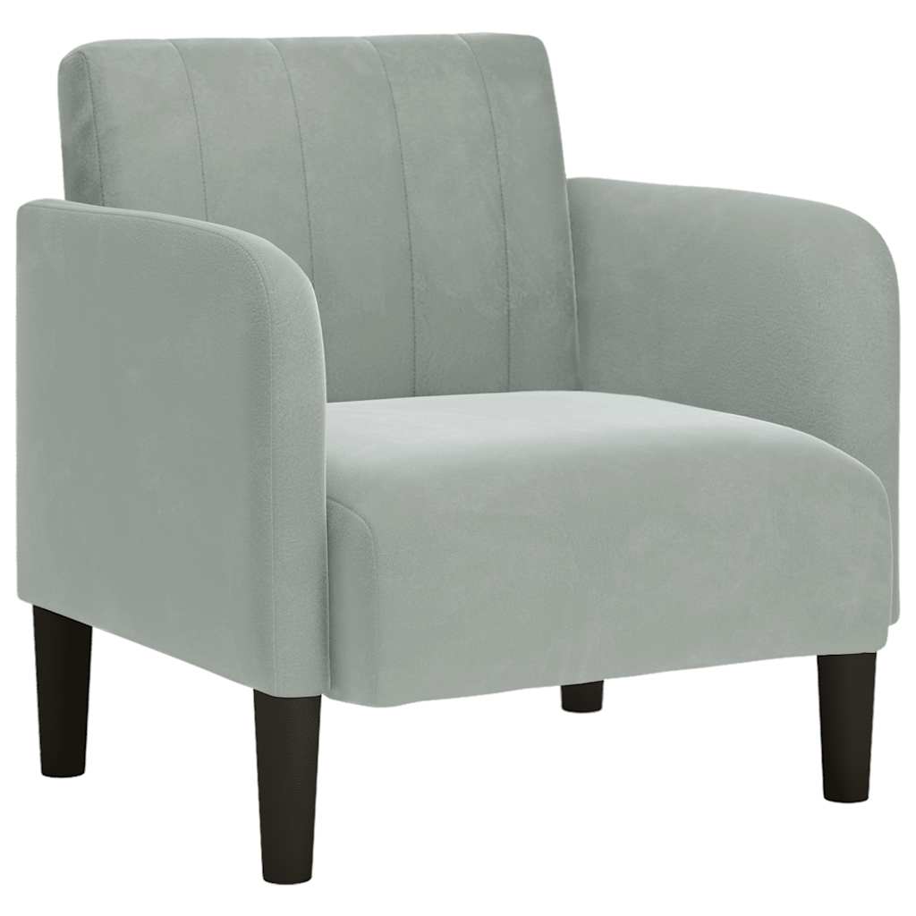 Fauteuil avec accoudoirs gris clair 54 cm velours
