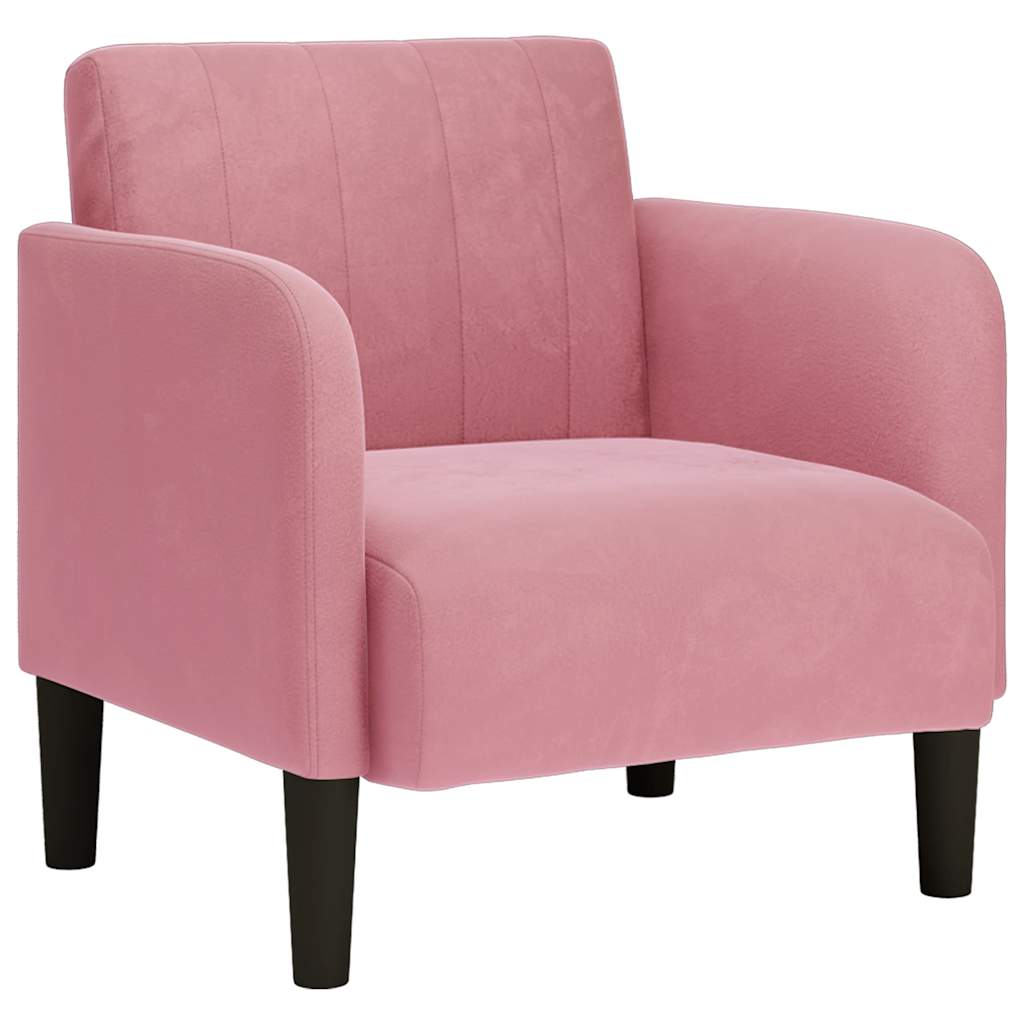 Fauteuil avec accoudoirs rose 54 cm velours