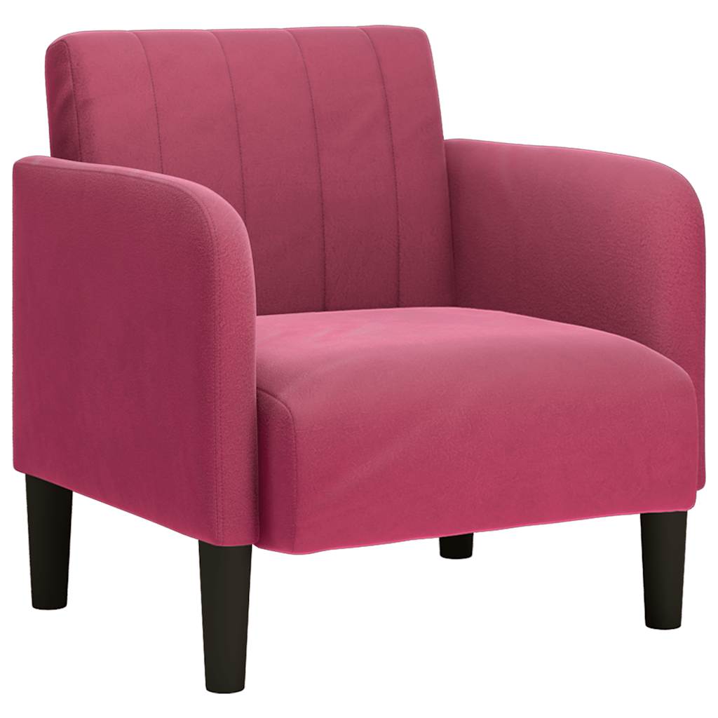 Fauteuil avec accoudoirs rouge bordeaux 54 cm velours