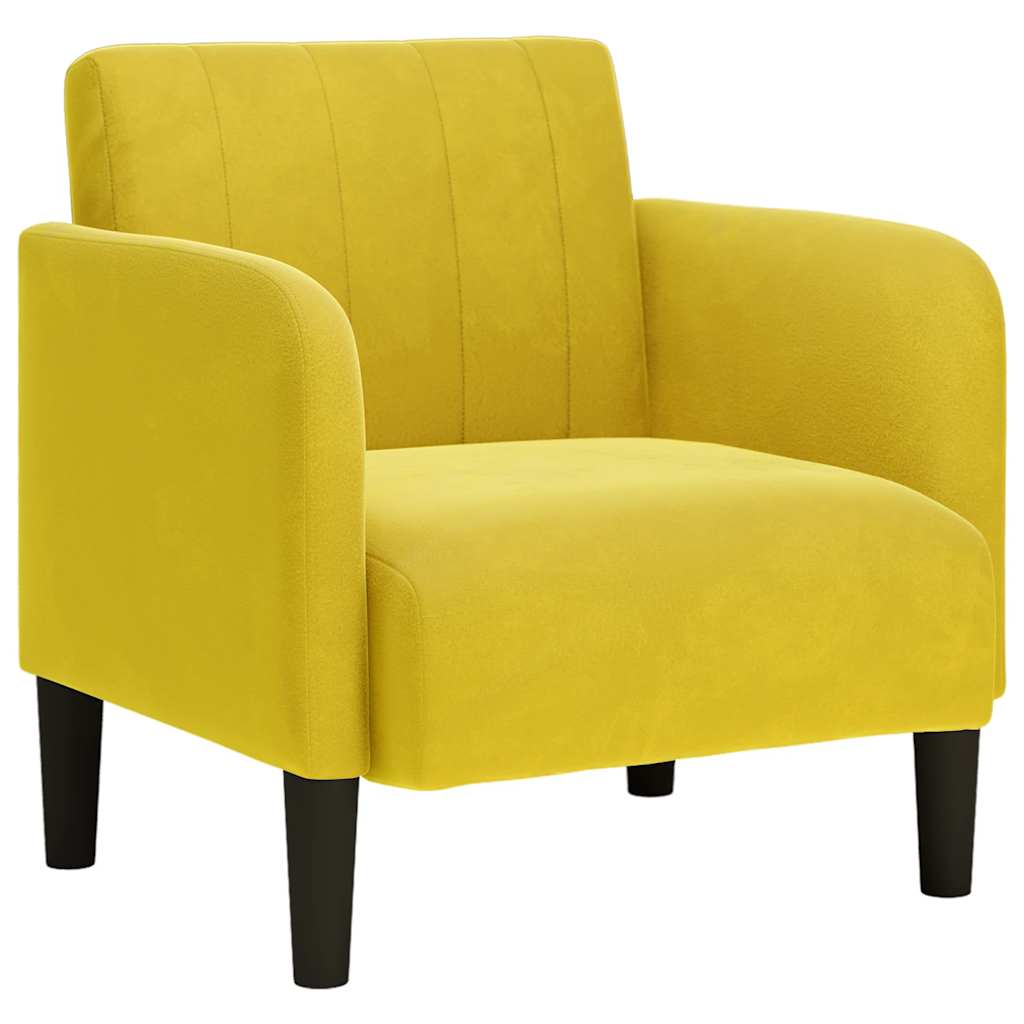 Fauteuil avec accoudoirs jaune 54 cm velours