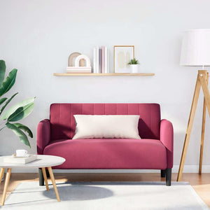 Canapé causeuse rouge bordeaux 109 cm velours