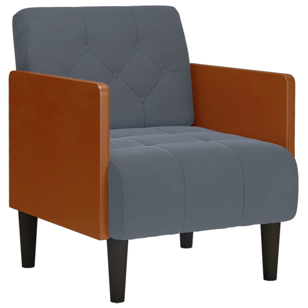 Fauteuil avec accoudoirs gris foncé 55 cm velours