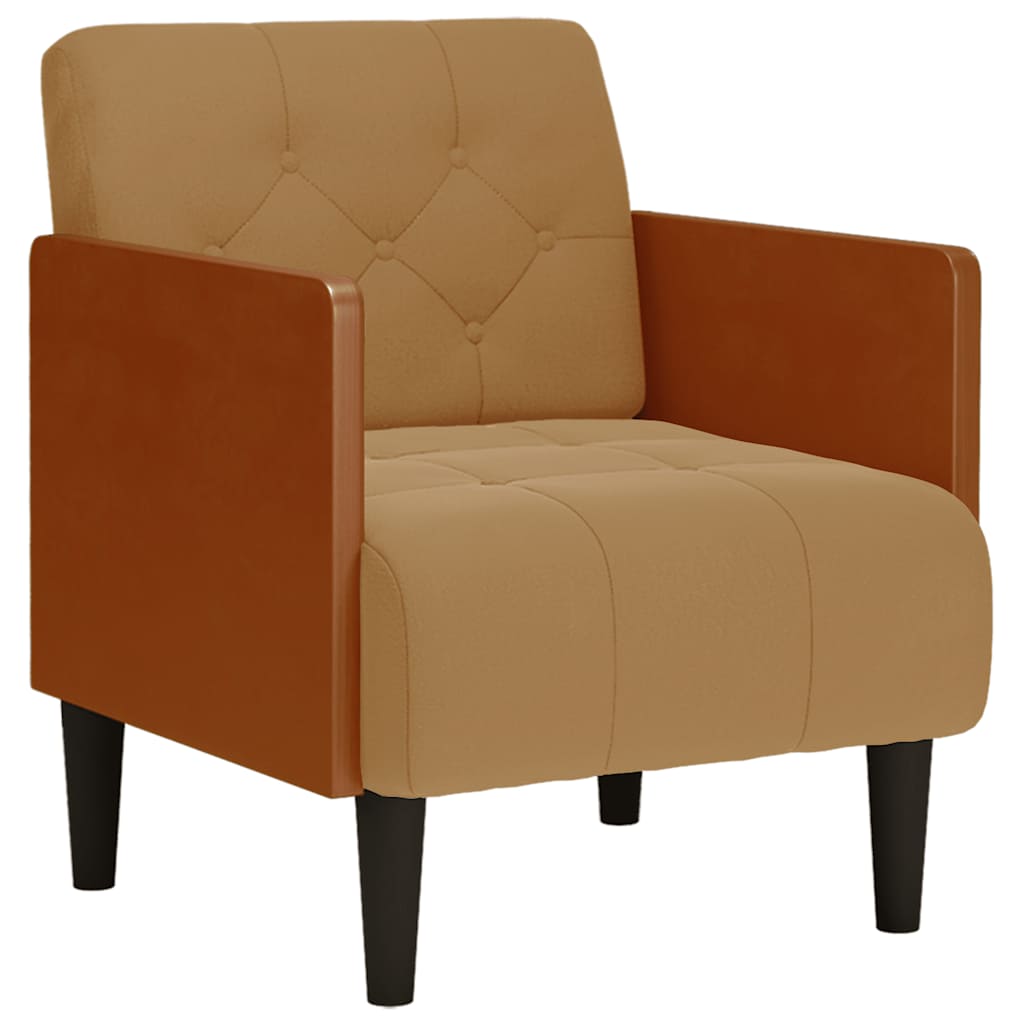 Fauteuil avec accoudoirs marron 55 cm velours