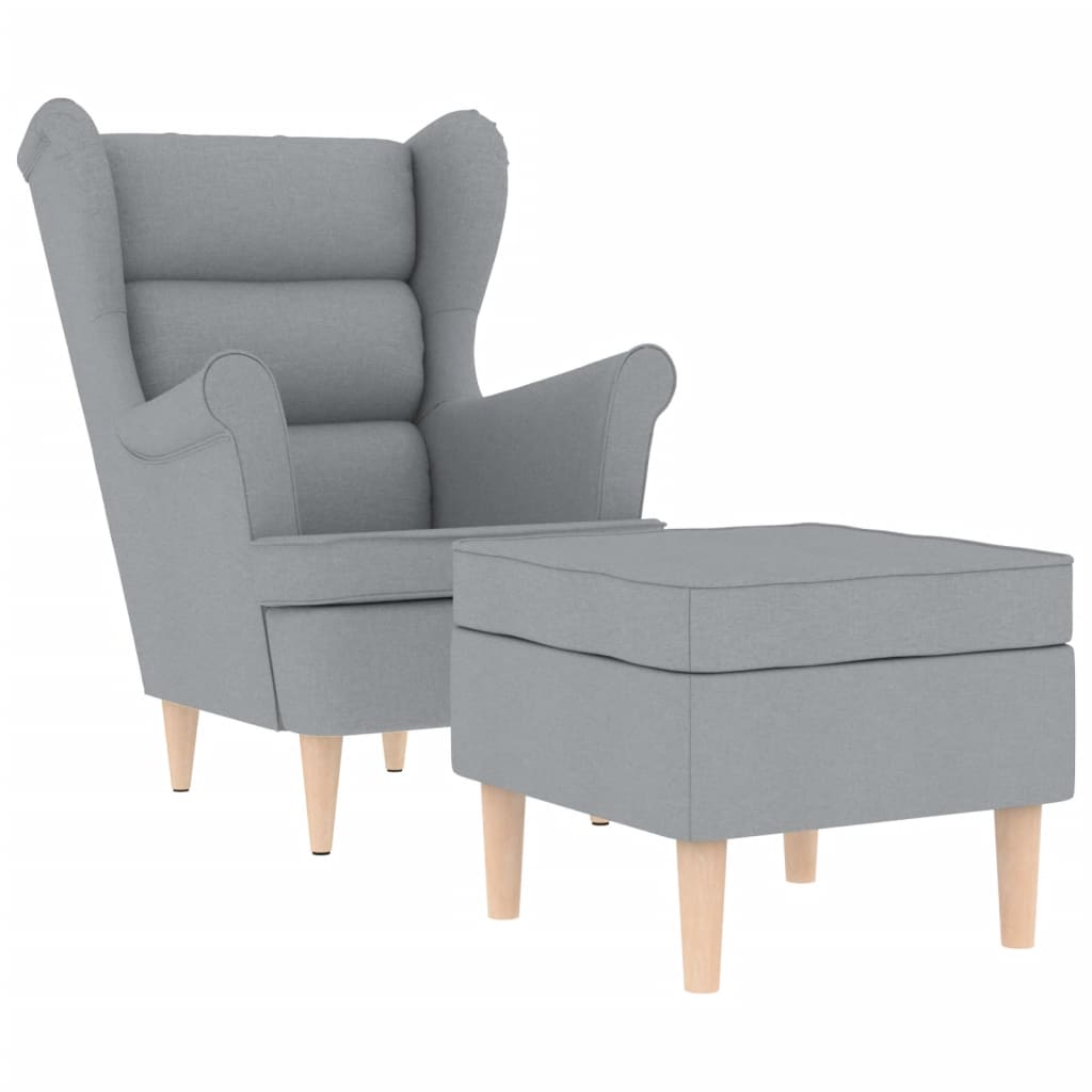 Fauteuil avec repose-pied Gris clair Tissu