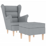 Fauteuil avec repose-pied Gris clair Tissu
