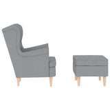 Fauteuil avec repose-pied Gris clair Tissu