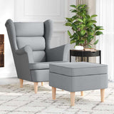 Fauteuil avec repose-pied Gris clair Tissu
