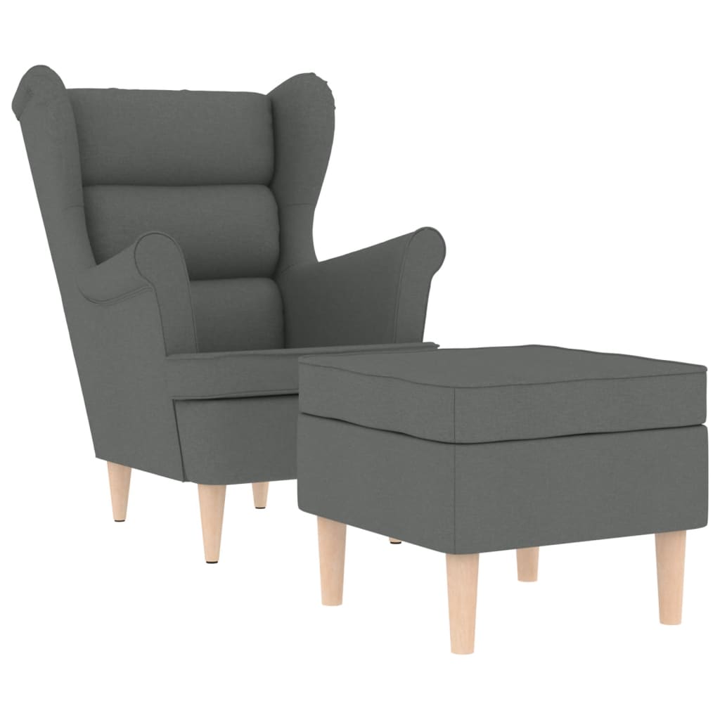 Fauteuil avec repose-pied Gris foncé Tissu