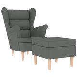 Fauteuil avec repose-pied Gris foncé Tissu