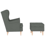 Fauteuil avec repose-pied Gris foncé Tissu