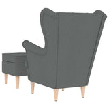 Fauteuil avec repose-pied Gris foncé Tissu