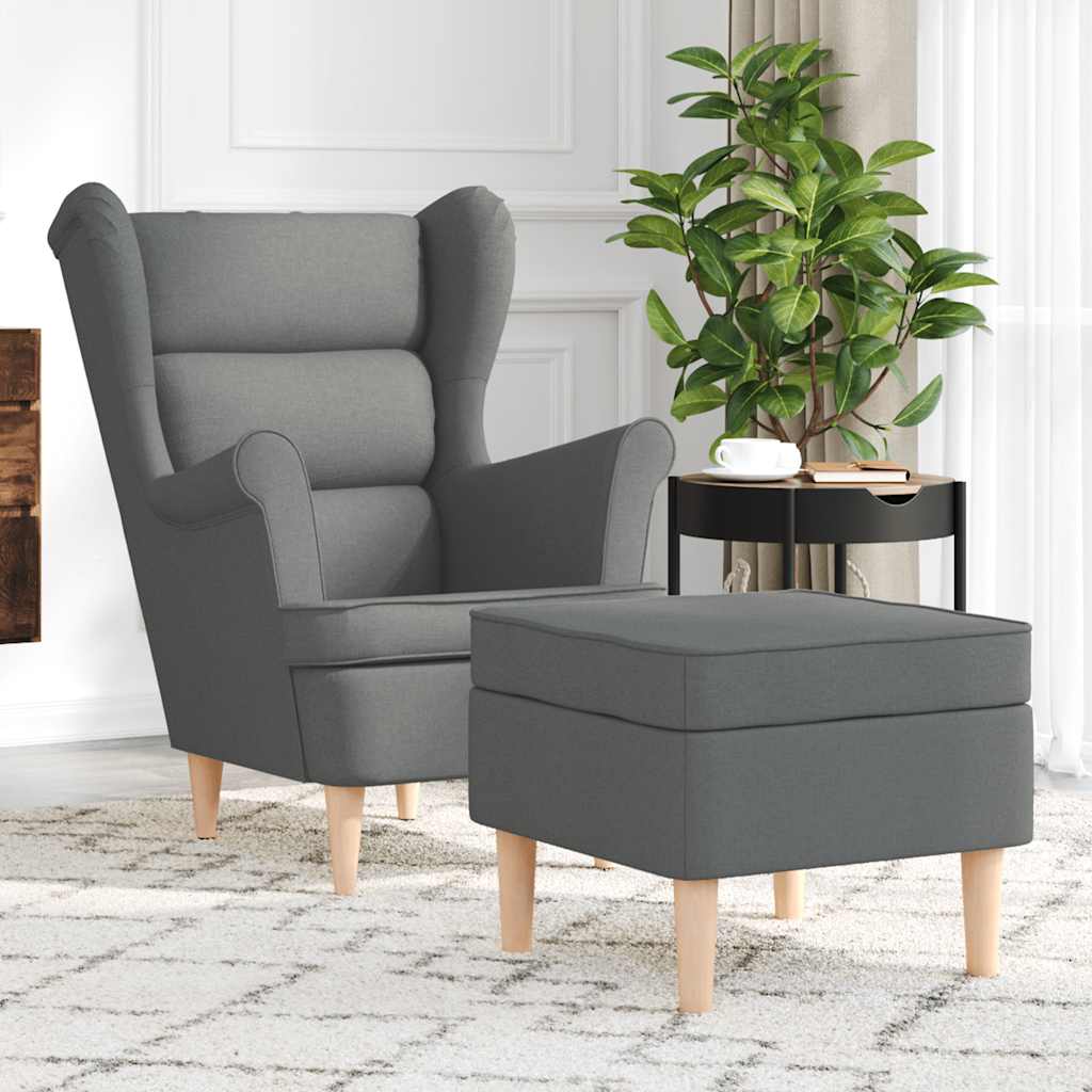 Fauteuil avec repose-pied Gris foncé Tissu