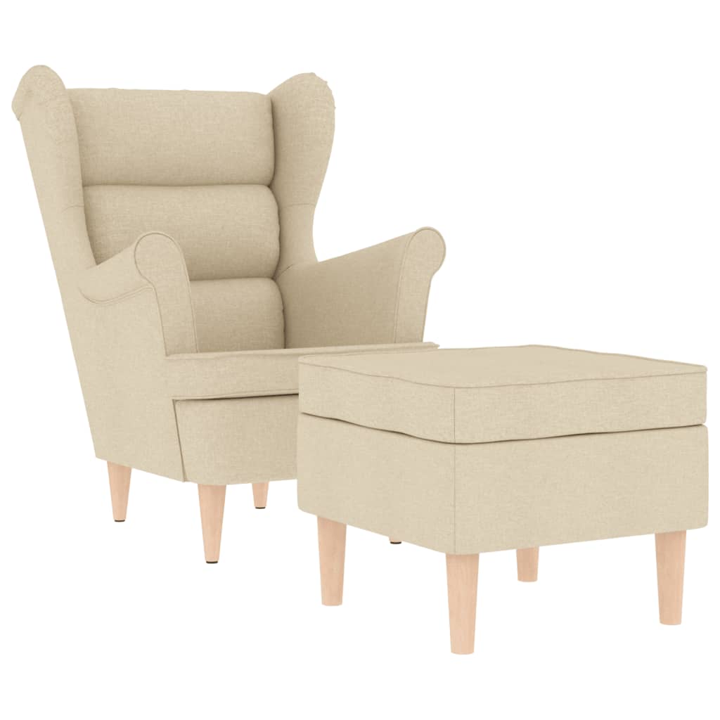 Fauteuil avec repose-pied Crème Tissu