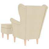 Fauteuil avec repose-pied Crème Tissu