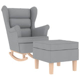 Chaise à bascule avec repose-pied Gris clair Tissu