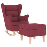 Chaise à bascule avec repose-pied Rouge bordeaux Tissu
