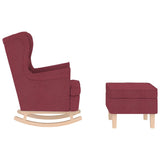 Chaise à bascule avec repose-pied Rouge bordeaux Tissu