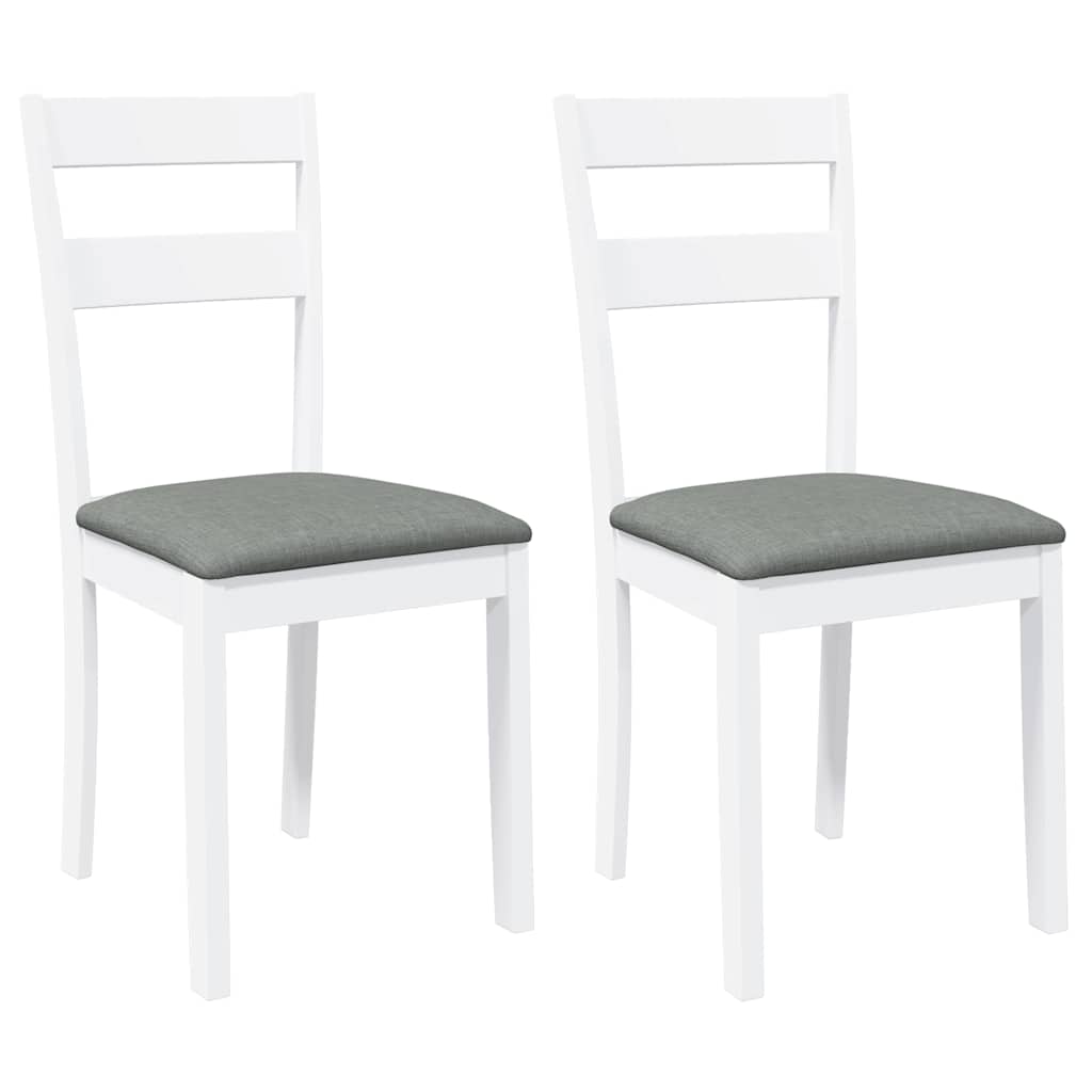 Chaises à manger coussins 2 pcs blanc bois massif caoutchouc